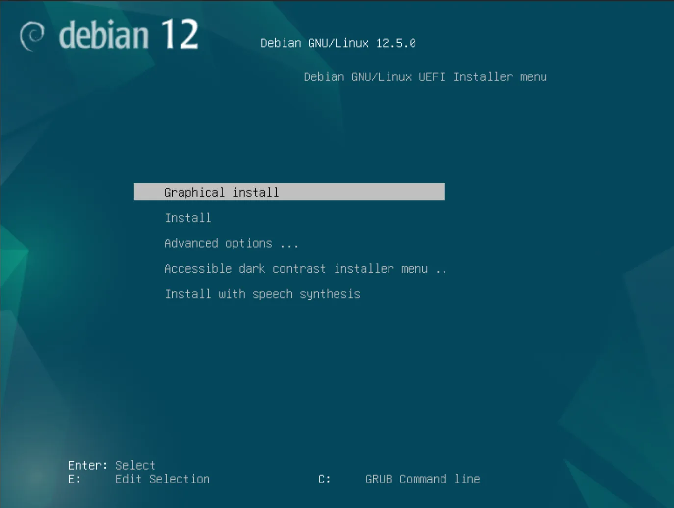 Debian 12 UEFI Boot Screen