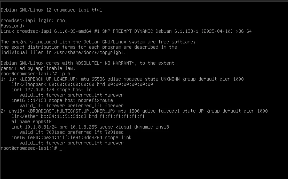 Crowdsec VM First Login