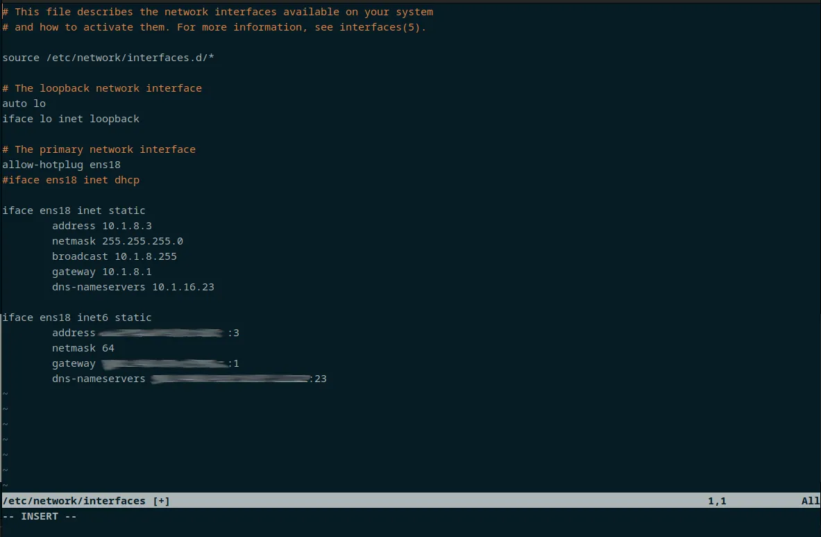/etc/network/interfaces on debian 12